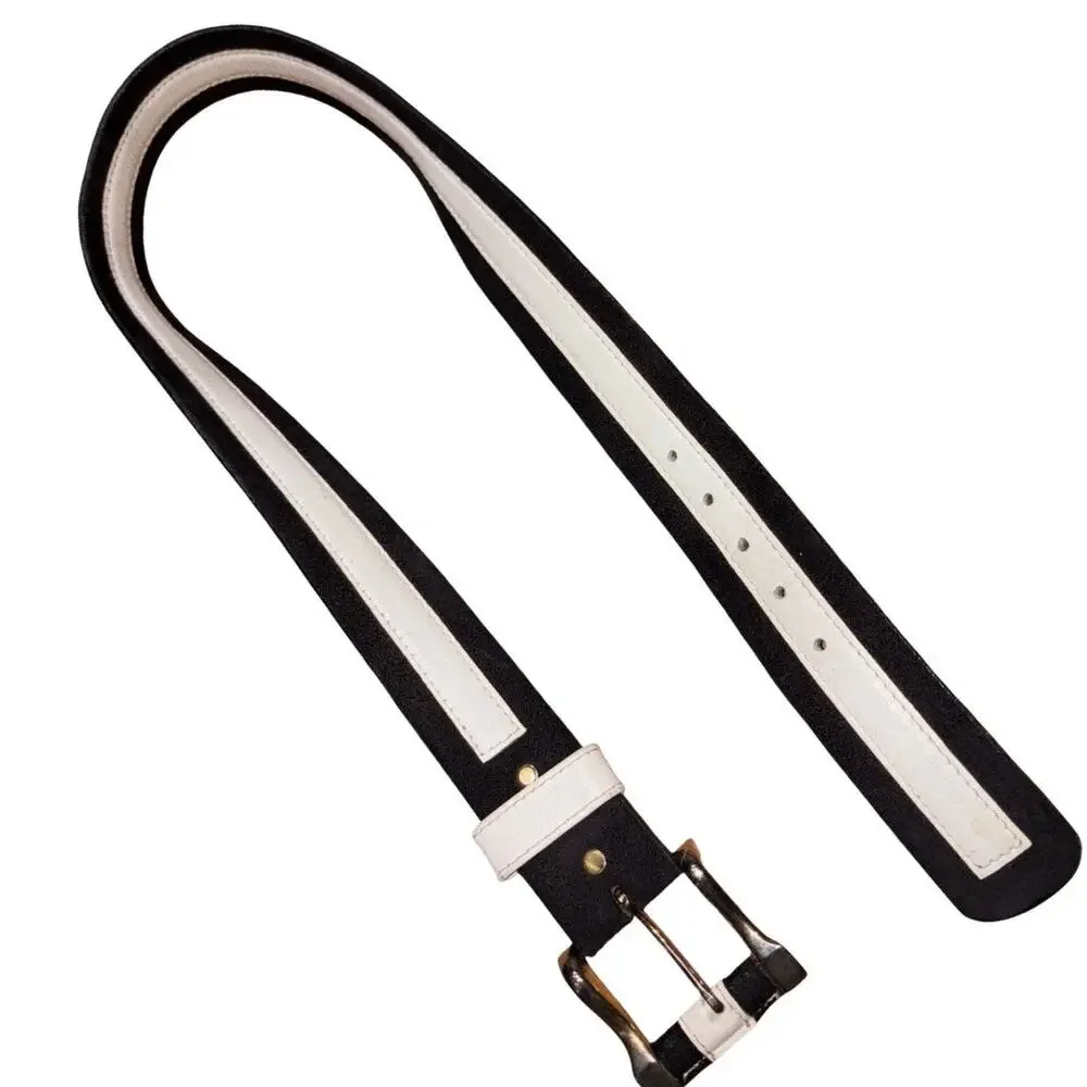 Lejon Black White Sueded Cowhide Belt      Size: 32